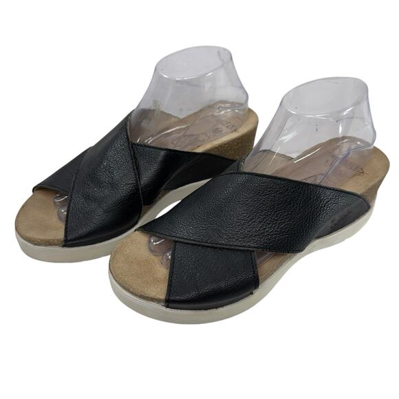 Fly London Wary Wedge Sandals Womens Size 40 US 9 Black Walking Flip Flop Slide - Picture 1 of 12